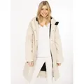 Zwillingsherz Kurzmantel "Keep Smiling" Kapuze, verdeckter Reißverschluss, Oversize beige S (36)