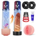Tagnaff Penispumpe Vakuumpumpe für den Mann Penisvergrößerung, 9 Saugstufen & 9 Trainingsmodi Elektrische Penis Pumpe, Sex Spielzeug für die Männer Masturbator Penies Pump Verlängerung, 7-Stück-Set
