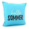 heimtexland ® Outdoor Deko Kissen 45x45 mit Füllung Garten Lounge Dekokissen wasserabweisend wetterfest Outdoorkissen Gartenkissen Bedruckt Typ906 Hellblau