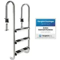 AREBOS Poolleiter Edelstahl | 3 Stufen | 2 Montagemöglichkeiten | Silber - Silber