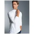 Trigema Longsleeve TRIGEMA Langarm Shirt mit Stehkragen (1-tlg) weiß S (44/46)