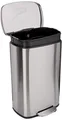 Amazon Basics Rechteckig 50 l Mülleimer für die Küche mit Stahlrohrpedal - Sanft Schließend mit Deckel, für Küche, Bad oder Büro, 13.2 gallons, Satiniertes Nickel