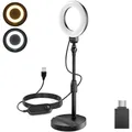 Ringlicht Tisch 13cm mit Ständer USB LED Selfie Video Beleuchtung für Smartph...