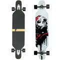 Flex2 bis 84kg - Camber Longboard (Flex2 bis 84kg, weiß Skull - Ahornholz)