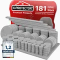 X-Protector Filzgleiter 181 Stück - Prämie Möbelgleiter Grau - Dicker Filz Selbstklebend - Bodenschoner für Stühle - Große Menge an Filzgleiter Selbstklebend - Schützen Sie Ihre Holzfußböden