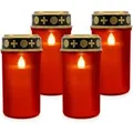 Relaxdays LED Grablicht 4er Set Kunststoff Rot Flackernd Batteriebetrieben Wetterfest 12 cm x 6,5 cm