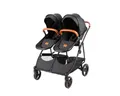 Babytrold Geschwisterwagen Sibbi Duo Night Geschwisterwagen mit drehbaren Sitzen & Eco-Leder, Zwillingswagen, Duo-Kinderwagen, 5-Punkt-Gurt, Aluminiumrahmen