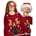 United Labels® Weihnachtspullover Rentiere - Ugly Sweater für Kinder rot 98-104