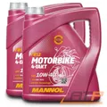 MANNOL 2x 4 L LITER MOTORBIKE 4-TAKT MOTORÖL MOTOR-ÖL MOTOREN-ÖL