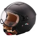 Vito Helmets Motorradhelm VITO MODA, Jethelm, Pilothelm, Rollerhelm, viele Farben, kurzes Visier schwarz XL (60cm)