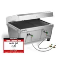 BURNHARD® Camping Gasgrill JONES Edelstahl Klappgrill mit Deckel 2-Brenner 6,4 kW inkl. Transporttasche mit Rucksackfunktion und Multitool, Faltgrill ideal für Camping