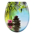 WOLTU WC Sitz mit Absenkautomatik,Toilettensitz Motiv, Toilettendeckel aus Duroplast, Stable Klodeckel Hochwertige Qualität Toilettenbrille,Oval,Rosa Malve