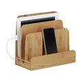 Ladestation Dockingstation Holz Smartphone Organizer 5 Fächer Kabelbox 3 Ablagen