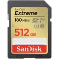 SanDisk SD-Karte Extreme, 512GB, bis 180 MB/s, SDXC, mit V30 und UHS-I U3