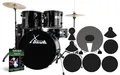20" Komplett Schlagzeug Set Drum Kit Ständer Becken Hocker Dämpfer Set Schwarz