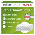 Satino – 3.750 Papierhandtücher – 2 lagig - Z-Falz – 20,6 x 24cm (gefaltet: 20,6 x 8 cm) - saugstark & fusselfrei - Handtuchpapier aus Recyclingpapier - Papiertücher für PT2 & H2 – Papier