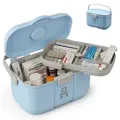 Relaxdays Medizinbox aus Kunststoff Hellblau,Grau