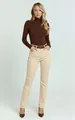 ESRA Stoffhose Damen Straight Fit Hose High Waist Business-Hose bis Große Größe T101 High Waist Damen Stoffhose Straight Leg Stretch Hose Gerade Schnitt