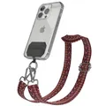 Universal Handyband alle Handys Kette Pad Gurt Band abnehmbar Rot Braun - Silber