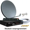 Digitale Satanlage Komplettset 60cm Sat-Schüssel Spiegel HDTV Sat-Receiver 2x USB LNB 0,1dB Kabel Sat Anlage 1 Teilnehmer Full HD Astra 19°E Deut...