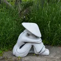 Chinesische Bauer Steinfigur Statue 29 cm 13 kg Grau Weißbeton frostsicher
