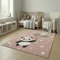 Jimri Teppich Kinderzimmer - Teppiche für Kinderzimmer, Kinderteppich, Kinderteppich Mädchen, Bär, Panda, (Hellrosa, Größe: 120x170 cm)