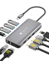 NOVOO Docking Station 4K@60Hz USB C Hub Triple Display Dual HDMI mit DisplayPort USB C Adapter Multiport Docking Station 2 HDMI 4K,Gigabit Ethernet,100WPD,SD/TF,4xUSB für MacBook, andere USB C Laptops