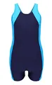 Aquarti Mädchen Badeanzug mit Bein Ringerrücken – Sport Badeanzug Mädchen mit Bein und Racerback, Chlorresistent, Farbe: Dunkelblau/Türkis/Himmelblau, Größe: 146