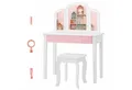 COSTWAY Schminktisch Kinder, mit Spiegel & Hocker, holz