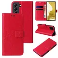 Handy Tasche für Samsung Galaxy S22 Handyhülle Blumen Buch Klapp Cover Case Rot