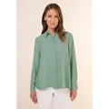 Hemdbluse CECIL, Damen, Gr. XL (44), grün (matcha grün), Stoff, 88% Viskose, 12% Nylon, Strukturmuster, normal normal, V-Ausschnitt, Manschette, Blusen Hemdbluse, mit Brusttasche
