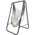 CCLIFE Hängesessel mit Gestell Kissen Hängeschaukel Hängestuhl Bis 100kg Indoor Outdoor Garten Beige