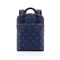 reisenthel allday backpack M - vielseitiger Rucksack für Alltag, Reisen, Einkaufen oder Arbeit - wasserabweisend, Handgepäck zugelassen, Couleur:mixed dots red