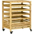 Outsunny - Obsthalter - mit Rädern - 73L x 45B x 91H cm - naturholz