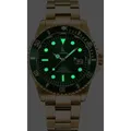 Alienwork Herren Damen Armbanduhr Quarz gold mit Edelstahl Metallarmband Kalender Datum grŸn elegant