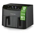 GOURMETmaxx Doppelkammer-Heißluftfritteuse 2x 3,5L - Schwarz | Airfryer + synchronisierte Garzonen, Timerfunktion & Touchdisplay | energiesparend frittieren | 10 Programme | 2400 W