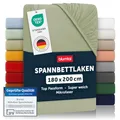 Blumtal® Spannbettlaken 180x200x30cm aus Microfaser - Oekotex zertifiziertes Bettlaken Spannbettlaken in Light Olive Green - Grün