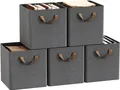WOLTU Faltbare Aufbewahrungsboxen 5 Stück, ohne Deckel Metallrahmen, Mehrzweck : Grau 18L(26x26x26,5 cm) Farbe: Grau Größe: 18L(26x26x26,5 cm)