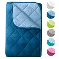 wometo Microfaser Sommer Steppbett Wende-Design 135x200 oekoTex - dunkelblau und blau Kochfest 95° Sommerbettdecke Leichtsteppbett für Camping und heiße Tage I ohne Bezug verwendbar I farbig & bunt