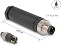 Delock M8 Steckverbinder A-kodiert 3 Pin Stecker zur Montage mit Schraubanschluss (60529)