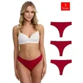 Tazzio String 3er-Pack Damen Tanga F933 (Packung, 3-St., 3er-Pack) Ripp-Struktur für angenehmen Tragekomfort rot S