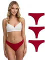 Tazzio Damen String (3er-Pack) Tanga, RIPP-Struktur, Etikettfrei F933 (Rot, S)