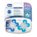 Chicco PhysioForma Comfort Schnuller 16-36 Monate, 2 Stück, Schnuller mit Silikon-Sauger, Unterstützt Physiologische Atmung und Fördert Korrekte Entwicklung des Mundes, Verschiedene Farben