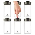 BURI Vorratsglas Vakuumglas 6er Set 1950ml | Vorratsdosen Glas mit Edelstahl Deckel & Vakuum Klick-Mechanismus | Luftdicht mottensicher auslaufsich...