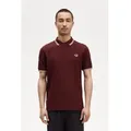 Fred Perry für Herren. M3600 Polo Twin Tipped weinrot (M), Lässig, Kastanienbraun, Baumwolle, Kurzarm