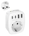LENCENT Adapter England Deutschland Stecker, EU auf UK, Reiseadapter Netzadapter Typ-G Reisestecker für Großbritannien Irland Wand Steckdosen, Mit 2 USB-A/2 USB-C/AC Steckdosenadapter