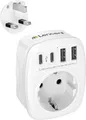 Reiseadapter auf UK Typ-G Stecker 2 USB-A 2 USB-C AC Steckdose England Travel