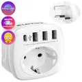 Reiseadapter auf UK Typ G Stecker 3 USB 1 Typ C AC Wandsteckdose