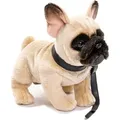 Uni-Toys - Französische Bulldogge (beige), mit Leine - 27 cm (Länge) - Plüsch-Hund, Dogge - Plüschtier, Kuscheltier
