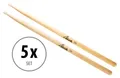 5 Paar hochwertige XDrum 7A Schlagzeug Sticks aus Ahorn mit Nylonkopf